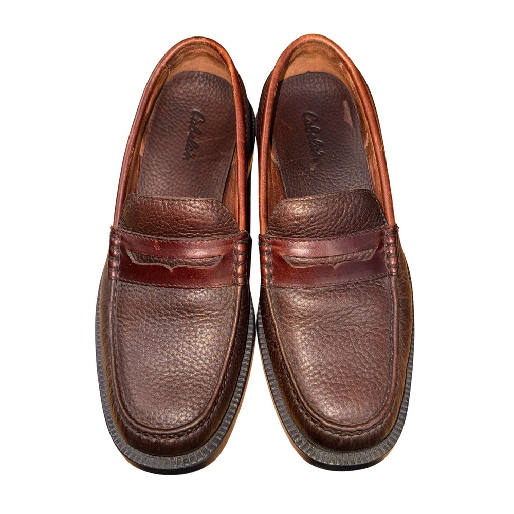 Cabelas Medway Moc Toe Mens 9M Pre-Owned Penny Loafers Brown Pebbled Leather
